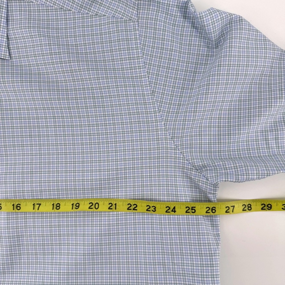 David Donahue Button Dress Shirt Sz 17 34/35 Blue Green Reg Fit Tattersall Check - Picture 6 of 10